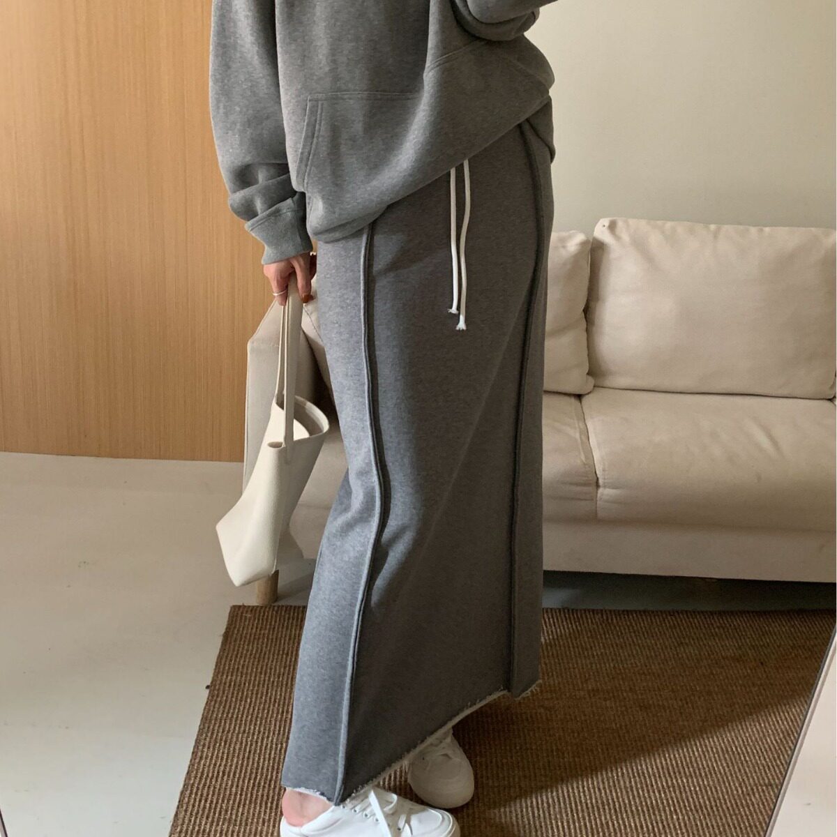 High Waisted Cotton Midi Skirt Comfortable Versatile Knitted Fall Winter Fashion Wholesale Available