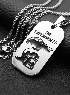 跨境吊坠项链方牌钛钢男欧美