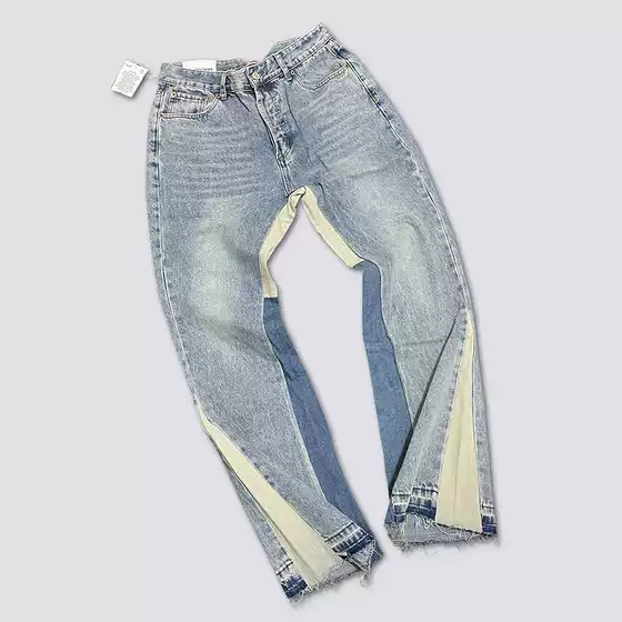 Gallery Dept. Denim Bell-Bottom Washed Distressed Patchwork Jeans