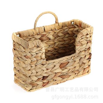 Cross-border gourd grass woven hanging magazine rack rattan storage basket document finishing wall decoration wall hanging decorative basket