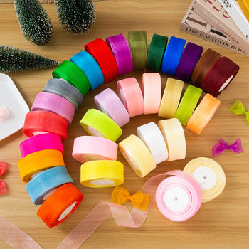 Factory wholesale 4CM transparent snow yarn with cake gift packaging handmade roses DIY ribbon bow ribbon