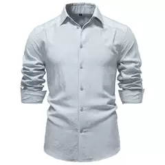 2026 Spring New Cross-Border European Size Business Shirt Men's Casual Versatile Old Money Style Wrinkled Long Sleeve Shirt for Men