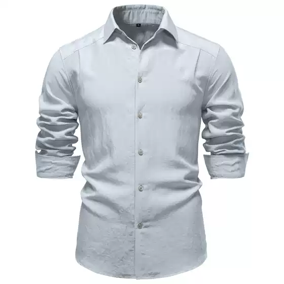 2026 Spring New Cross-Border European Size Business Shirt Men's Casual Versatile Old Money Style Wrinkled Long Sleeve Shirt for Men