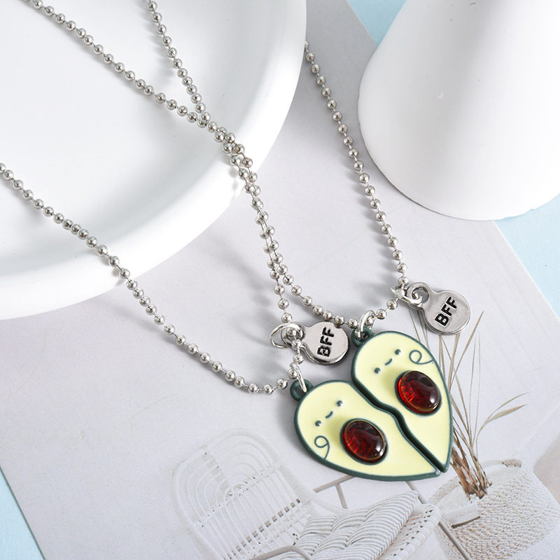 欧美饰品 BEST FRIENDS心型方块吊坠 闺蜜吊坠心形项链