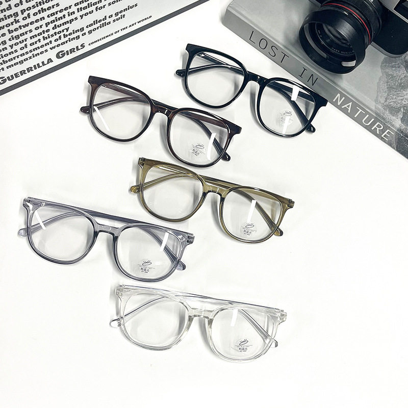 Trendy Xiaohongshu Style Student Plain Glasses Frame Korean Version Cold Tea Non-Prescription Glasses for Men and Women with Options for Prescription Lenses