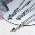 Snake bone chain green diamond