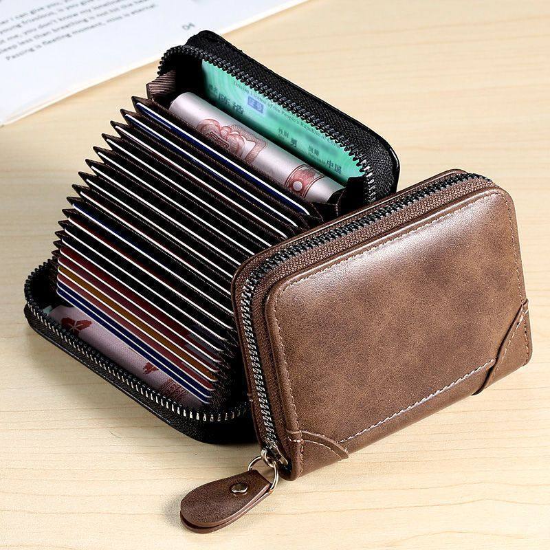 Anti-theft brush men's business card holder anti-degaussing multi-card ID card holder driver's license small female card holder large capacity wallet
