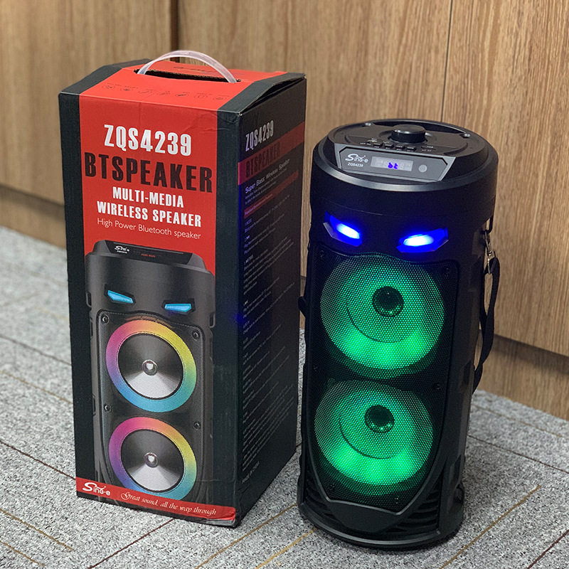 New ZQS4239 double 4 inch square dance bluetooth stereo mobile portable colorful double horn gun barrel high power