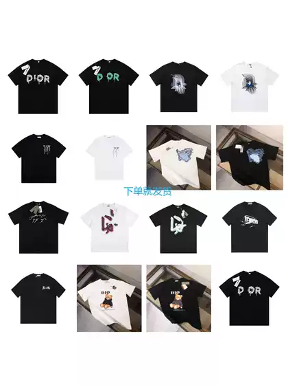 New Dior Full-Print Short-Sleeve T-Shirt Trendy Ins-Style Versatile T-Shirt for Men and Women Couple's Clothing