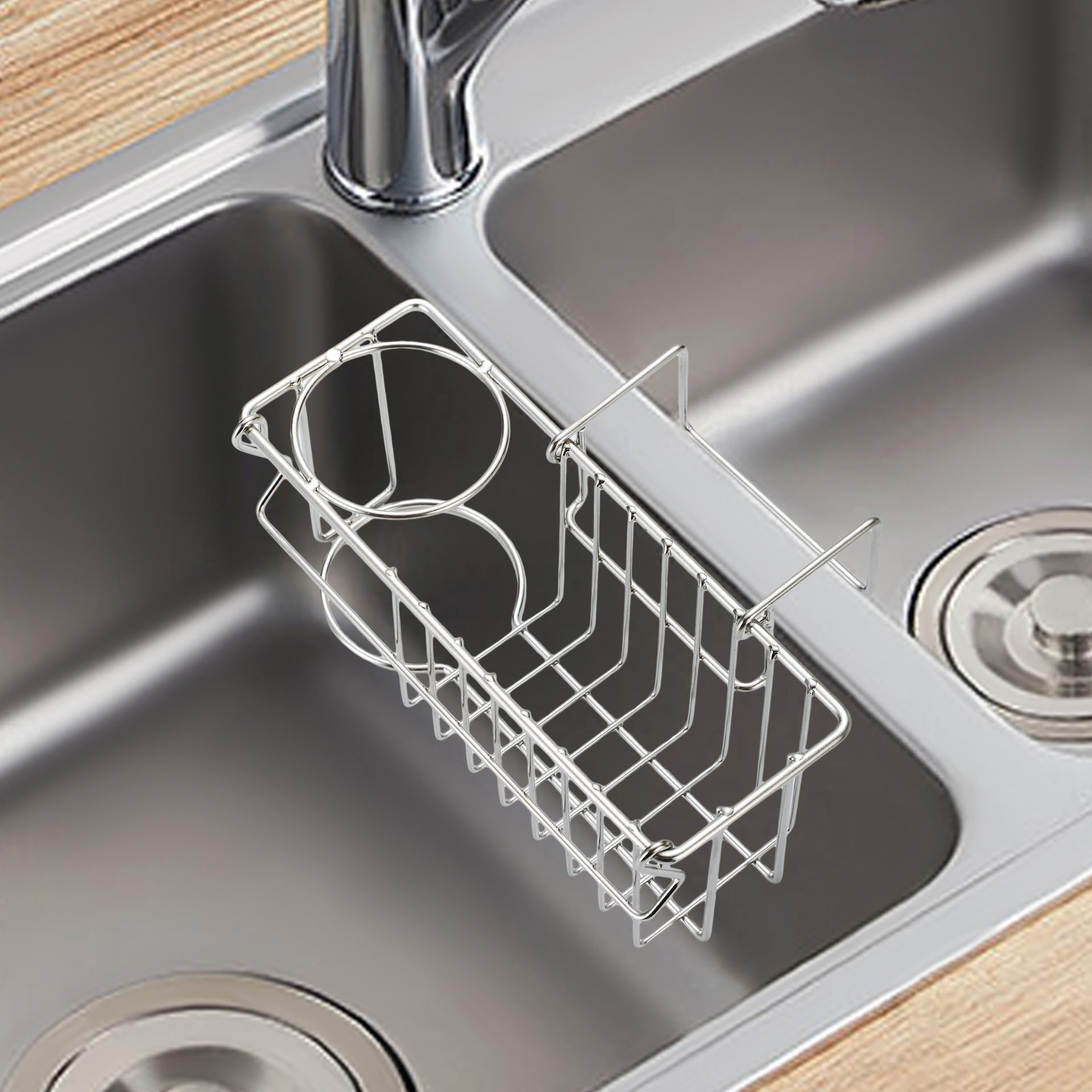 304 stainless steel sink drain basket kitchen storage basket brush wire cloth sponge storage rack