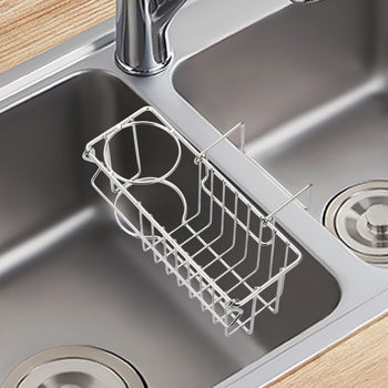 304 stainless steel sink drain basket kitchen storage basket brush wire cloth sponge storage rack