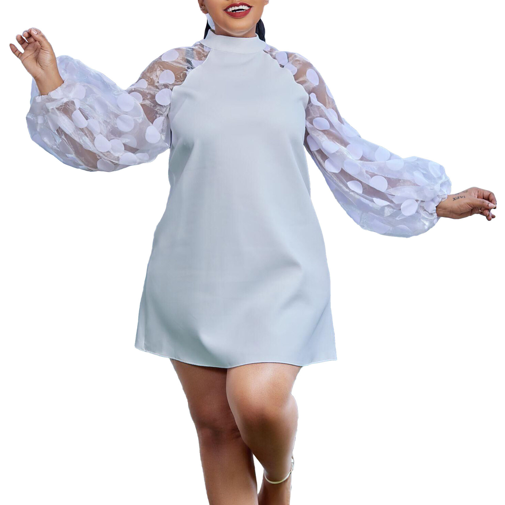 Womens Fashion Dress Loose Fit Mesh Paneling Trendy Design Suitable for Casual Wear Wholesale Available
