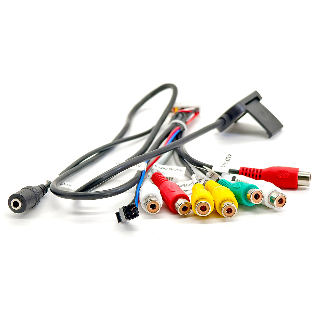 Automotive general DVD navigation wire 7-head RCA audio cable with MIC interface fan interface 4G card slot wiring harness