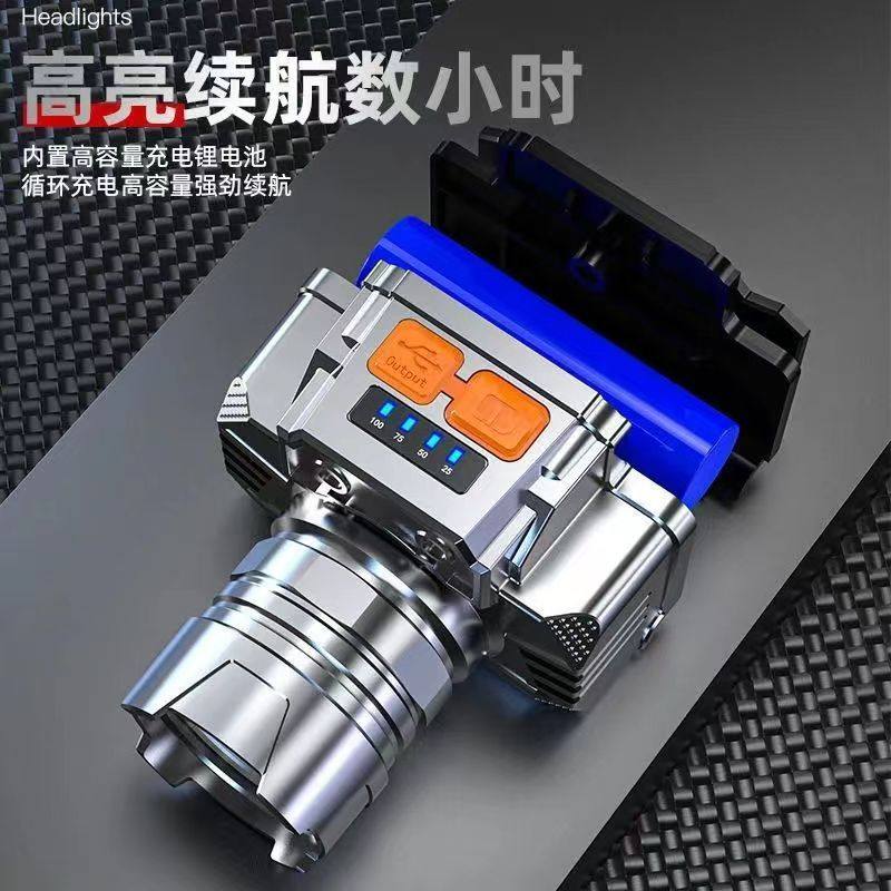 Cross-border new headlamp LED strong light super bright outdoor fishing USB rechargeable miner's lamp head-mounted flashlight wholesale
