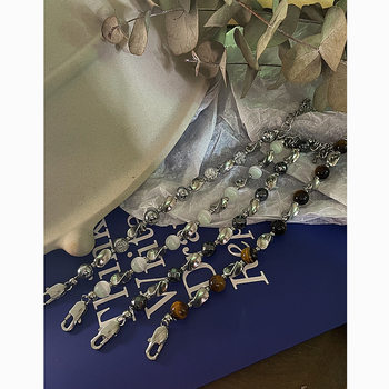 Gage High-end Retro Niche Beaded Bracelet Cat's Opal Crack Beads Black Gallstone Tiger Eye Men's and Women's Accessories