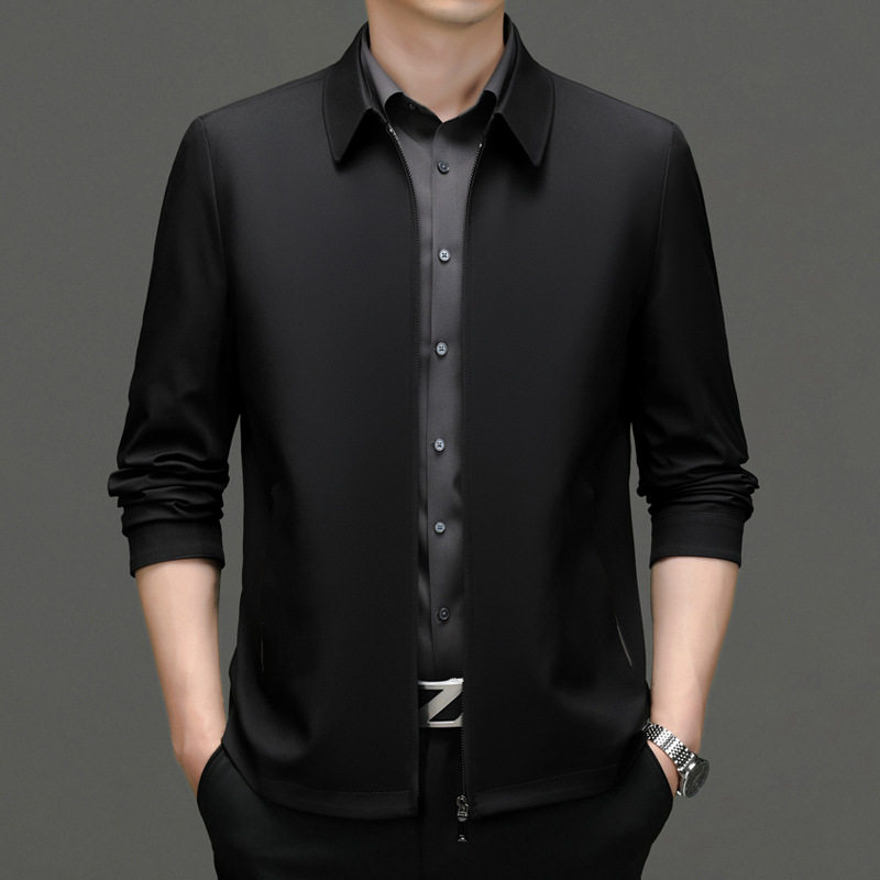 Áo Khoác Bomber Nam Cổ Bẻ Khóa Kéo Màu Đen, Xanh Navy, Xám