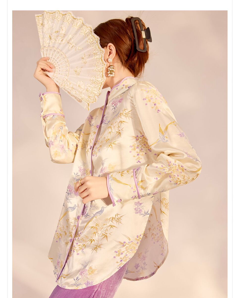 Set áo vest gile và sơ mi nữ cổ đứng thêu hoa kèm quần dài — quần dài, áo ghi lê, áo sơ mi