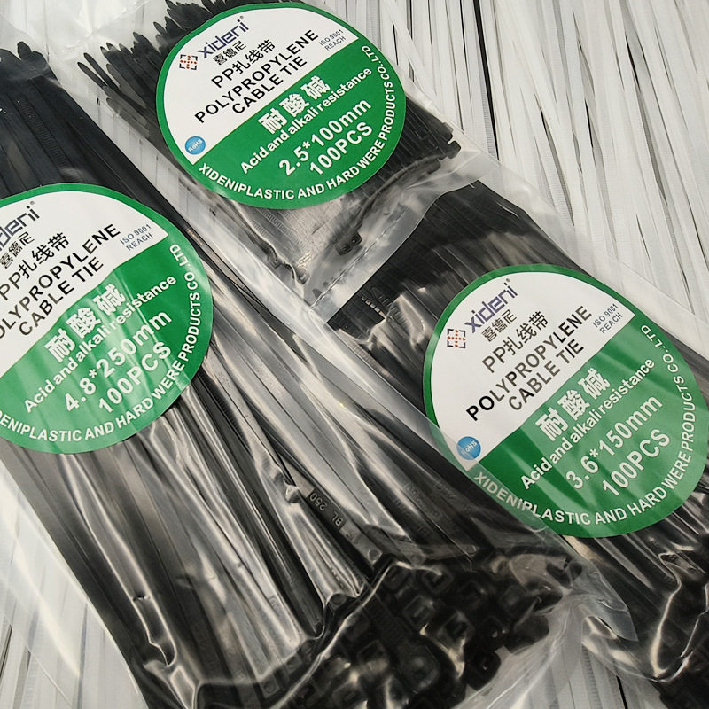 Black PP cable tie chemical corrosion resistant cable tie chemical special self-locking acid and alkali resistant PP cable tie belt wholesale