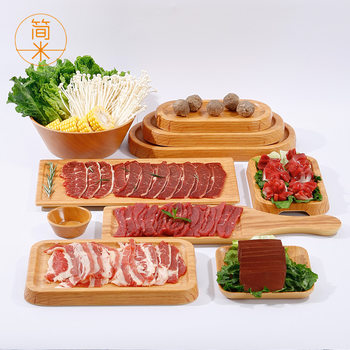 melamine japanese-style wood-like plate commercial hot pot beef plate creative western-style steak tray porcelain-like dim sum tableware