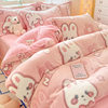 Snow velvet four-piece winter padded warm coral velvet double-sided velvet quilt cover 3D three-dimensional cartoon milk velvet wholesale