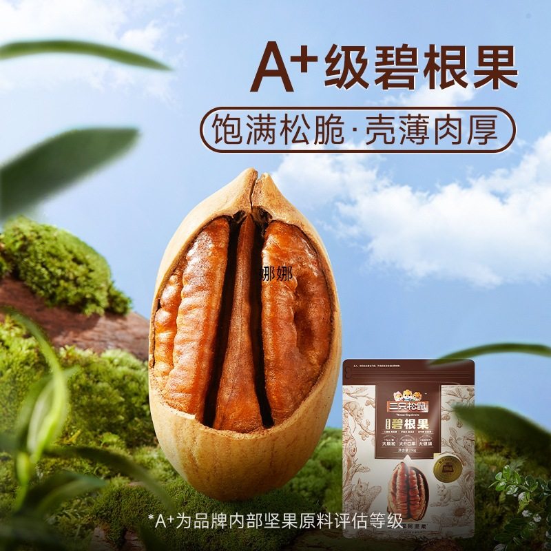 New Arrival [Three Squirrels_Pecan 500g] Big Healthy Nut Snack Creamy Longevity Fruit