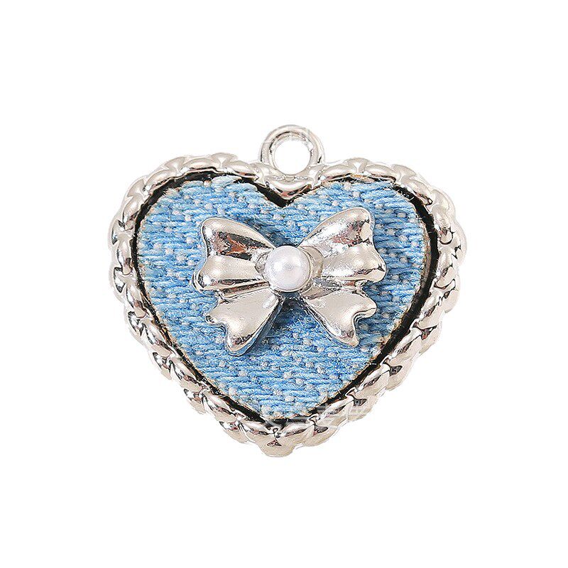 Denim Style Heart Butterfly Cross Violin Alloy Denim Pendant DIY Handmade Earrings Jewelry Accessories