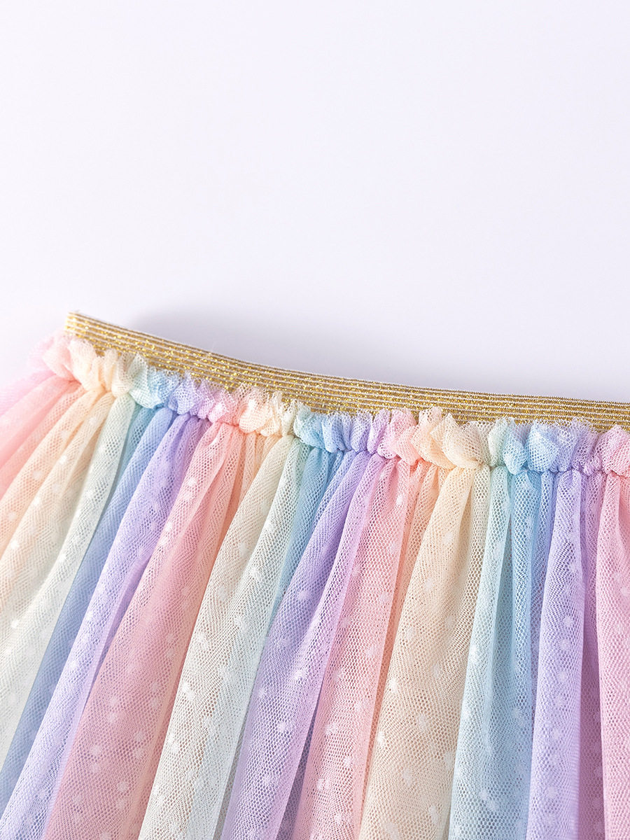 New Summer Girls' Mesh Dress Set, Cartoon Cute Style Kids' Outfit