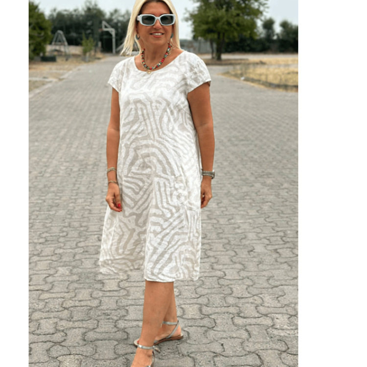 Bohemian Leopard Print Maxi Dress Loose Fit Round Neck Vacation Style Available in Various Colors Wholesale