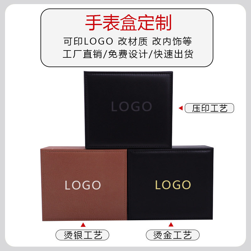 Pu Leather Watch Case Cufflinks Pen Watch Set Box Jewelry Watch Packaging Box Watch Gift Box Wholesale