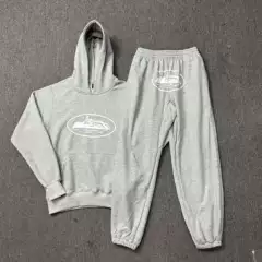 Corteiz Classic Series Ship Print Logo Thin Fleece Alcatraz Hoodie Trendy Unisex Casual Sweatpants