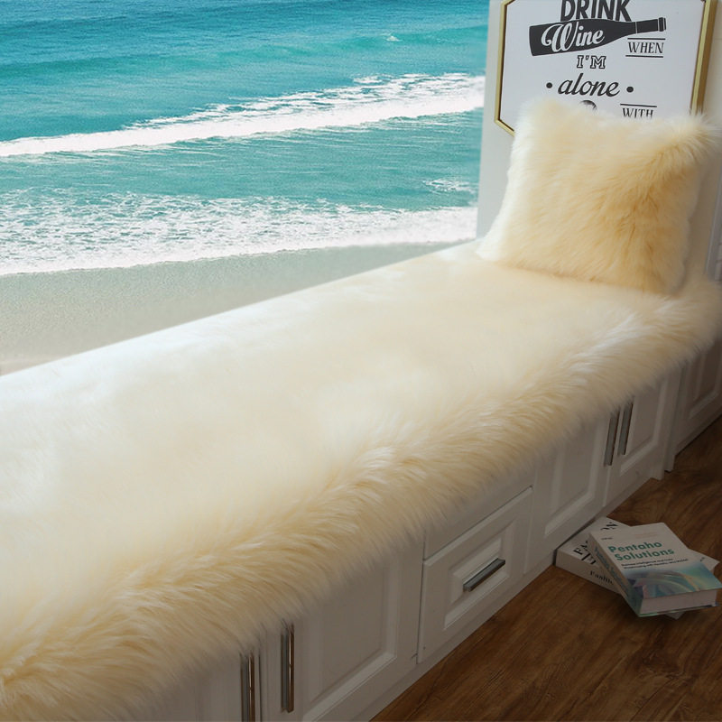 Plush Bay Window Mat Balcony Cushion Thickened Non-Slip Windowsill Mat Faux Wool Bedroom Bedside Rug Nordic Carpet