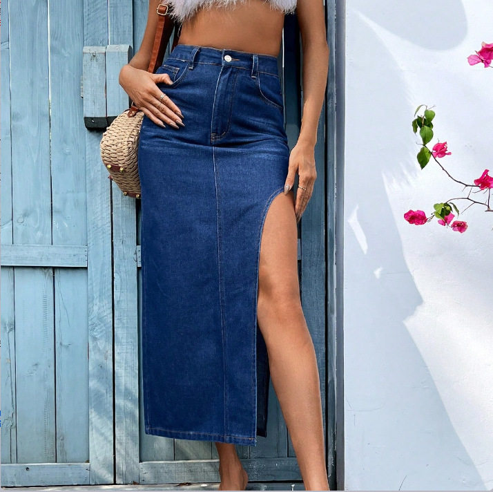 Summer Womens Denim Skirt Sexy Side Slit Design Casual Wear for Everyday or Outings Wholesale Available