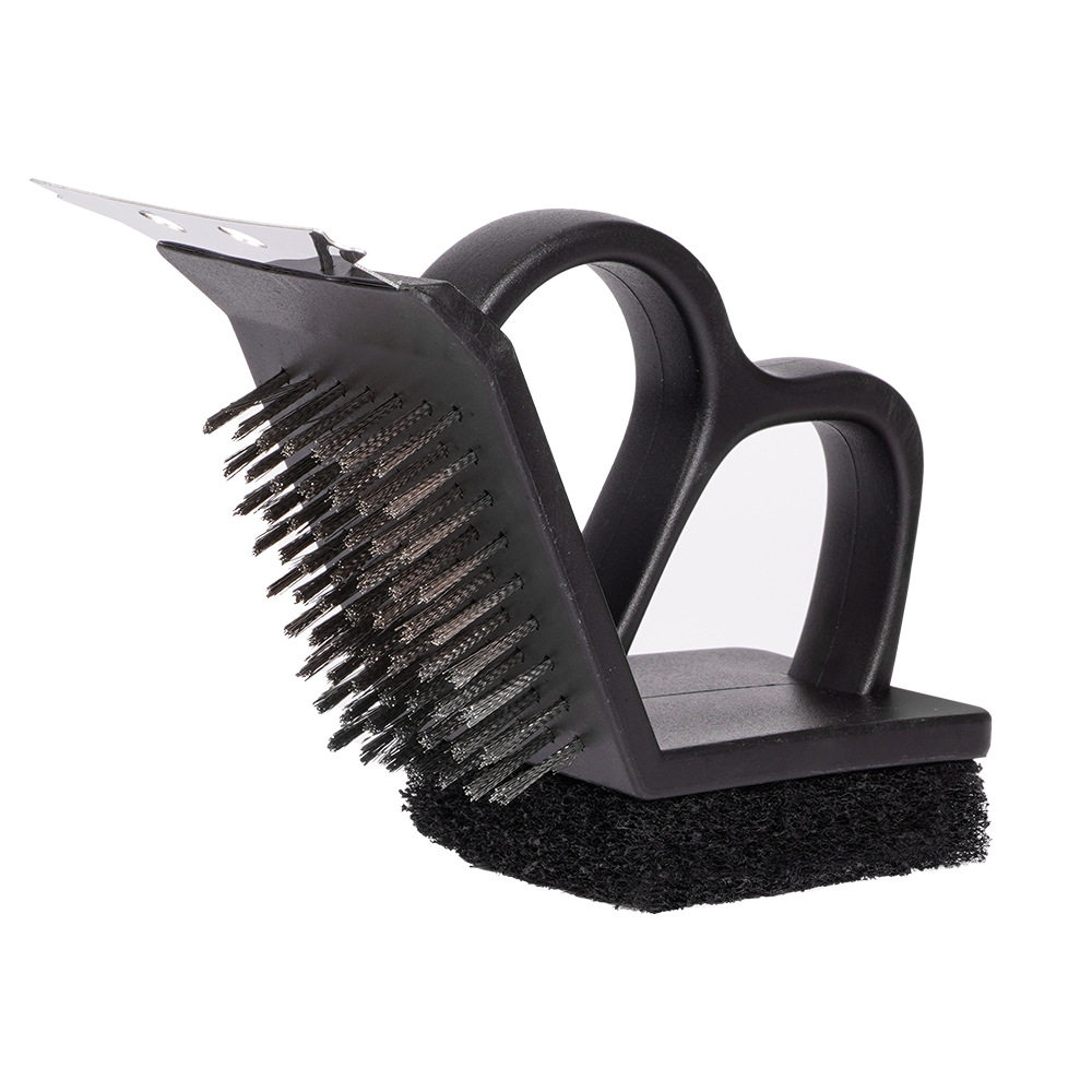 Barbecue net cleaning brush stainless steel iron 3-in-1 wire steel wire brush special cleaning for barbecue grill steel brush