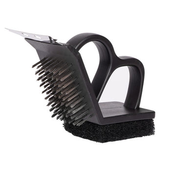 Barbecue net cleaning brush stainless steel iron 3-in-1 wire steel wire brush special cleaning for barbecue grill steel brush