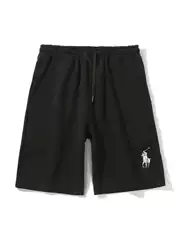 2026 New Men's Summer Pure Cotton Casual Sports Shorts, Loose Drawstring Shorts with Small Horse Logo Embroidery, Trendy