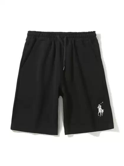 2026 New Men's Summer Pure Cotton Casual Sports Shorts, Loose Drawstring Shorts with Small Horse Logo Embroidery, Trendy