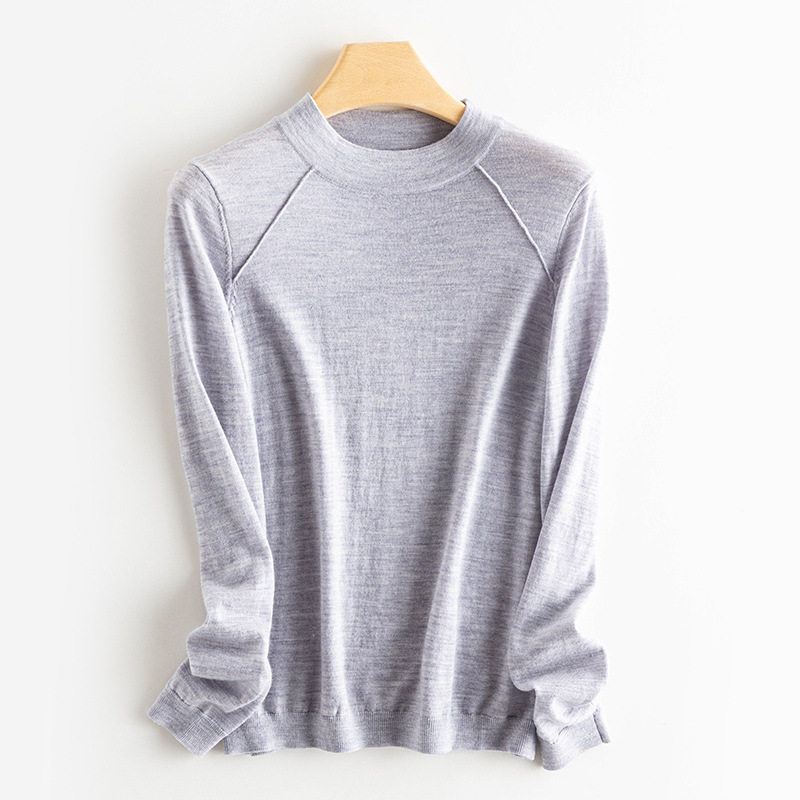 100%美丽诺羊毛衫2025秋冬圆领纯色修身显瘦气质针织衫打底衫