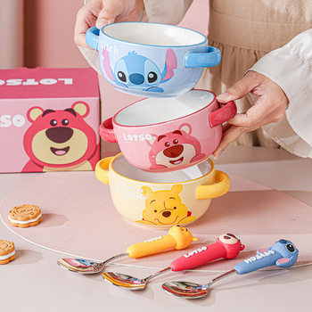 Cartoon Children's Bowl Household Supplementary Food Bowl Baby Bowl Cute Bowl Spoon suit Baby Personal Bowl Ceramic Tableware