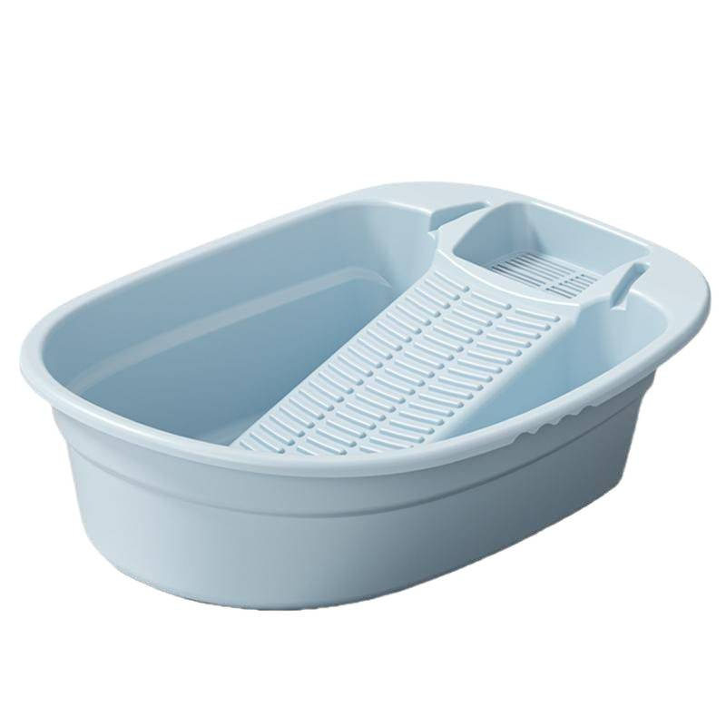 Integrated Thickened Washbasin for Washing Clothes, Washing Underwear with Washboard, Household Baby Laundry Basin Without