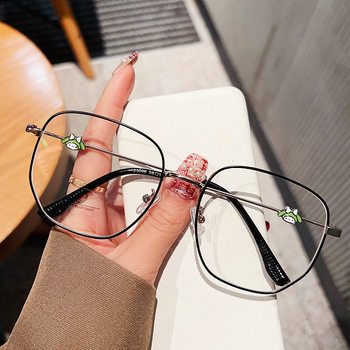 New large metal glasses polygonal glasses frame anti-blue light glasses adorable glasses frame can be equipped with near-sight glasses