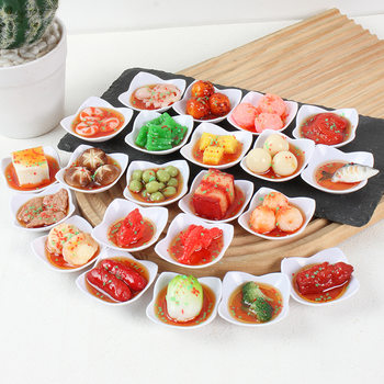Creative Simulation Food Pendant Four Corner Dinner Plate Model Chinese Food Snack Stir-fry Plate Keychain Hanging Ornament Toy