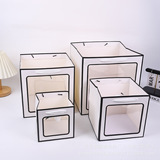 Утолщенный квадратный прозрачный подарочный пакет с окошком, сумка-тоут на День учителя, торт, цветы, подарок на день рождения, упаковка подарочной коробки