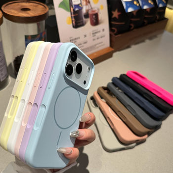 Suitable for Apple 17 Thin Circle Magnetic Phone Case Liquid Silicone Iphone16Promax Macaron 15 Protective Cover