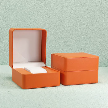 Watch Gift Box Wholesale Jewelry Packaging Jewelry Gift Box Ready-Made Rounded Pu Leather Watch Box Flip-Top High-End Gift Giving
