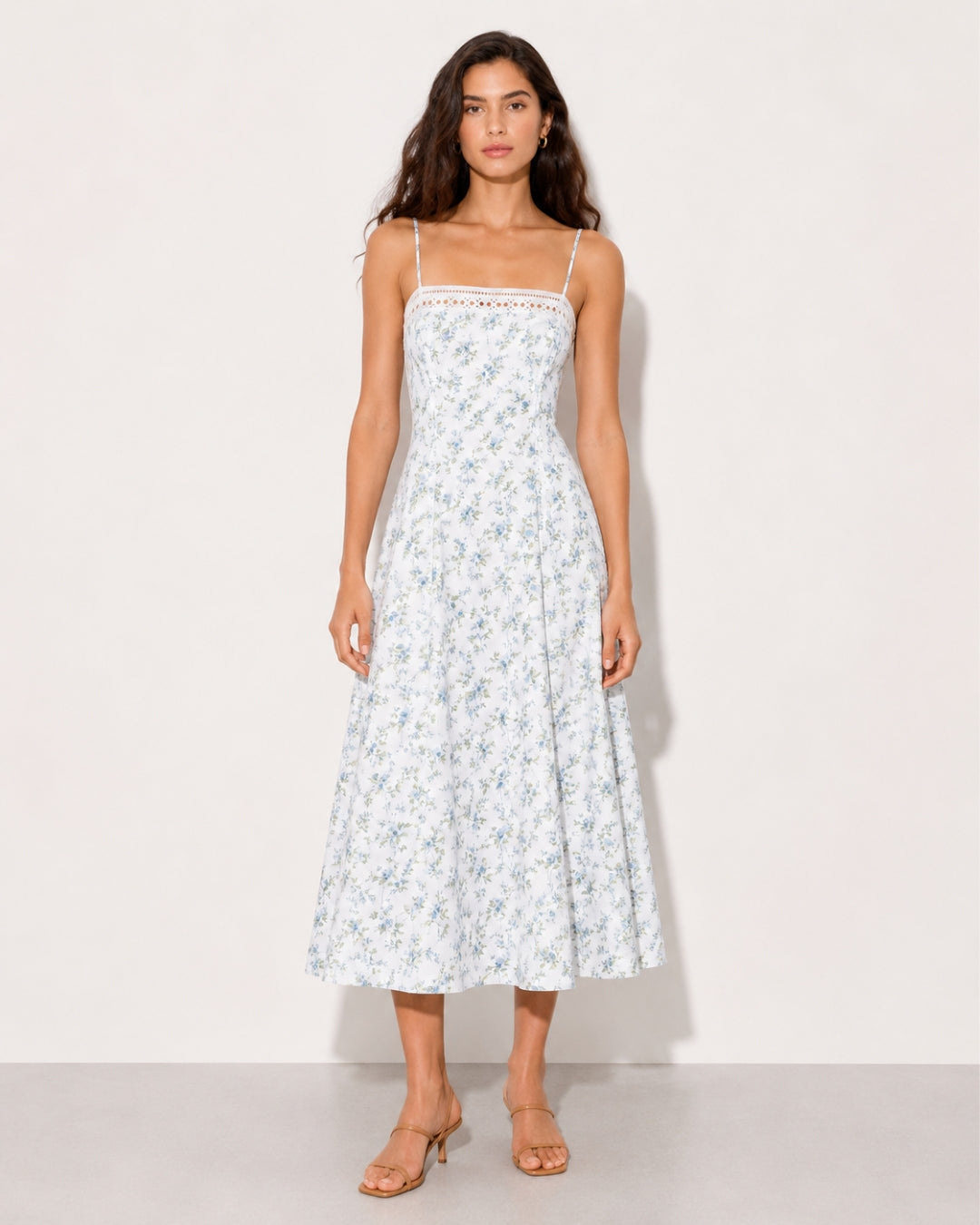 Chiffon Floral Print Backless Maxi Dress Sleeveless Vacation Style Lightweight Fabric Wholesale Available
