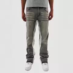 Cross-Border American Retro Patchwork Jeans for Men, New Trendy Brand Casual Washed Loose Hip-Hop Flared Pants, Independent Brand