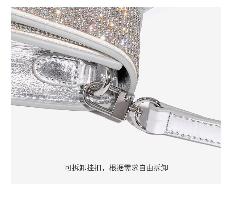 Túi xách tay nữ dáng baguette đính đá dự tiệc — Nhà máy riêng, có thể tùy chỉnh theo yêu cầu., W2699 # Màu bạc, W2699 # màu đen, W2699 # Màu hồng