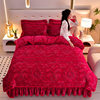 Winter Fleece-Lined Milk Velvet Four-Piece Set, Winter Thickeneded Coral Velvet Bed Bed Sheets, Quilt Cover, Flannel Bed Skirt Three-Piece Set