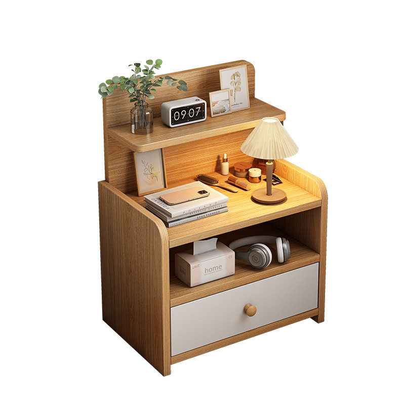 Bedside Table Simple Modern Solid Wood Leg Storage Cabinet Small Simple Bedroom Home 2024 New Bedside Storage Rack