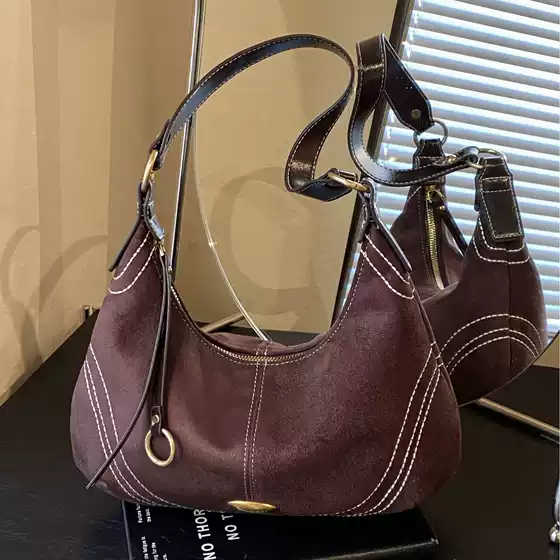New Fashionable Frosted Armpit Bag for Women European and American Retro Embroidery Simple Shoulder Bag Elegant Large Capacity Crossbody Bag